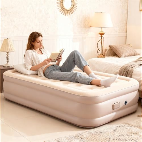EMUQUD Twin Air Mattress Built in Pump,Newly Cordless Removable Lithium Battery Pump,Self Inflatable,Camping Mattress,Portable Blow Up Mattress for Camping,Guests and Home