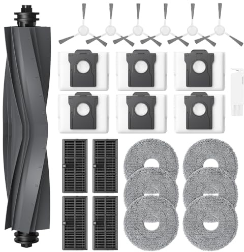 24 Stück Zubehör für Dreame L10s Ultra Gen 2 / L10s Pro Ultra Heat | L40 Ultra AE/L40 Ultra A/X30 Ultra/Mova E30 Ultra Saugroboter, 1Hauptbürste,6Staubbeutel,6Wischtücher, 4Filter, 6side brushes