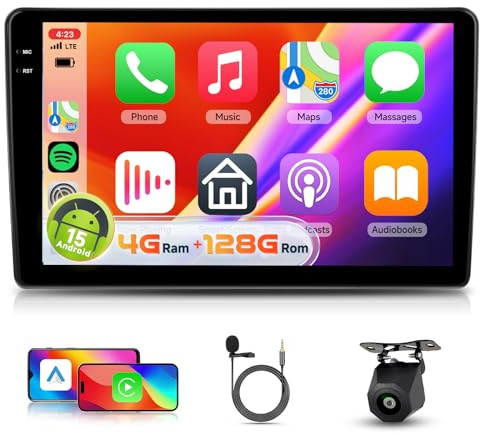 【4+128G】 Hodozzy Carplay Radio Coche para Fiat Ducato/Peugeot Boxer/Citroen Jumper 2011-2022,Pantalla In-Cell de 9 Pulgadas con Bluetooth 5.0/Android Auto/DSP/GPS/WiFi/RDS/FM+Cámara de Marcha Atrás