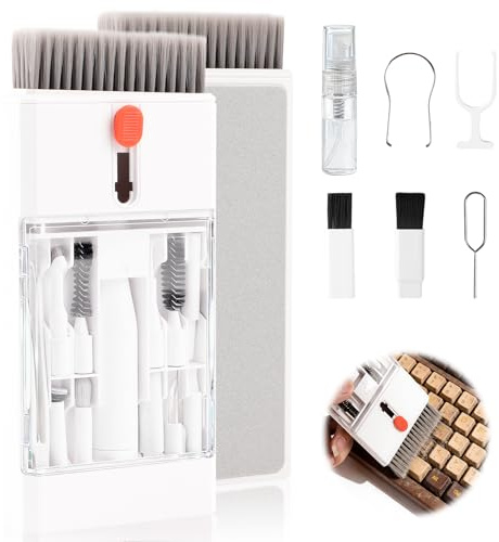 22 in 1 Tastatur Reinigungsset, Handy Reinigungsset, Kopfhörer Reinigung, PC Reinigungsset mit Reinigungsstift, Bürsten, für Tastaturen, Laptop, Kopfhörern, Handys und Kameras, Weiß