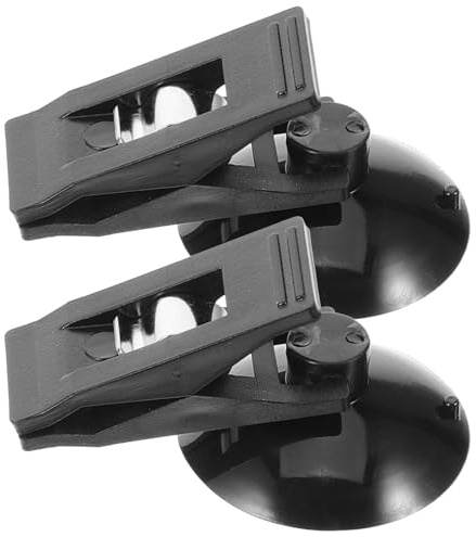 HOMOCONO Car Note Pad Holder and Ticket Clip, 2pcs Black PVC Car Mount Suction Cup Clamp for Storing Photos and Travel Documents
