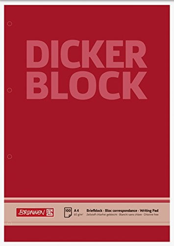 Brunnen 1052786 Briefblock / Schreibblock / Der dicke Block (A4, blanko, 100 Blatt, 60g/m², 4-fach gelocht)