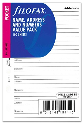 Filofax 213055 Pocket Kontakte Adressbuch, Englisch