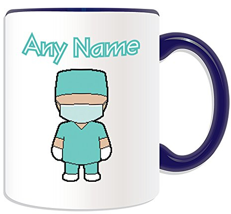 Personalisierbares Geschenk – Chirurgische Tasse (Karriere Design Thema, Farboptionen) – jeder Name Nachricht auf Ihrem einzigartigen – National NHS Krankenhaus, Mitarbeiter grün Uniform Scrub