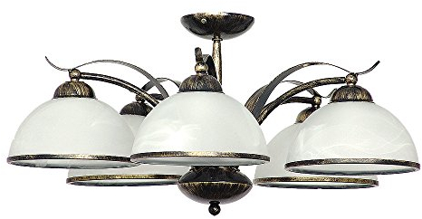 Licht-Erlebnisse Deckenleuchte Glas Metall in Messing Antik Weiß Esstisch Wohnzimmer B:64 cm E27 wohnlich blendarme Landhaus Deckenlampe Küche KORFU