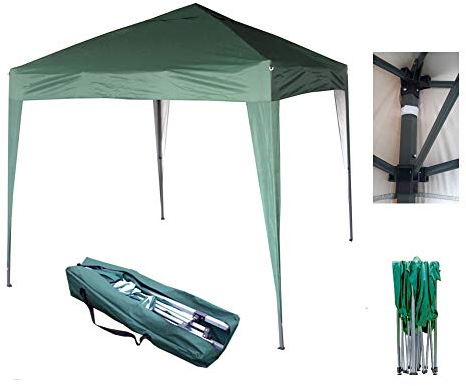 2x2m Pavillon, Gartenpavillon, Faltpavillon, Festzelt, Partyzelt mit silberfarbener Schutzschicht, (Grün)