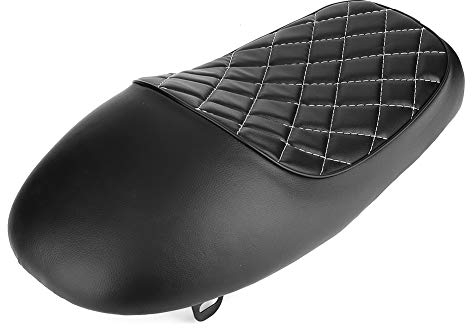 Motorrad Sitzbank 63 Cm Retro Racer Sattel - Schwarz PU Leder Vintage Sitzbuckel Sitzkissen Ersatz für CG125 Cafe Racer