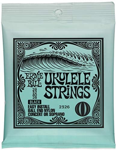 Ernie Ball - Correas para ukelele concierto o soprano, nailon, extremo de bola, color negro