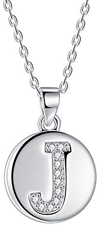 J.Endéar Buchstabe Kette 925 Sterling Silber Brief Initial J Disc Anhänger Halskette für Frauen Freundschaft 40 + 5cm einstellbar