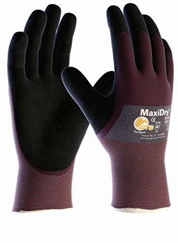 (6 Paar) ATG Handschuhe 56-425 Schutzhandschuhe MaxiDry, SB-Verp. 6 x violett/schwarz 10