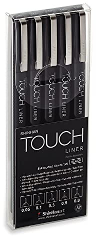 Shinhan Touch Liner For Professionals Black Set 5er Grafikmarker Box Design Marker