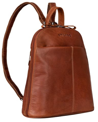 STILORD 'Olivia' City Rucksack Damen Leder Daypack kleiner Lederrucksack Rucksackhandtasche zum Ausgehen für 9,7 Zoll iPads und 10,1 Zoll Tablets echtes Leder, Farbe:cannes - braun