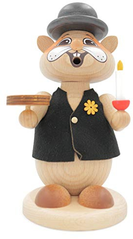 Kuhnert - Erzgebirgische Holzkunst Räuchermann Räucherfigur Hamster 21cm - Gratulant