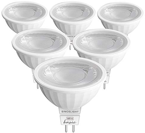 SINCELIGHT MR16 12V LED Spot Reflektorlampe Ø50mm mit GU5.3-Sockel, 6W, 500 Lumen Ersetzt 50 Watt Halogenlampen, Farbwiedergabeindex RA≈92, Neutralweiß 4000K, 38°Ausstrahlungswinkel, 6er-Pack