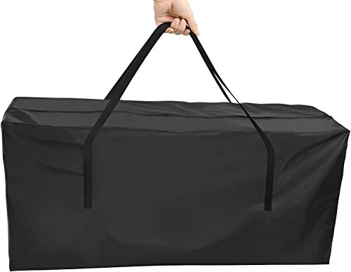 Fenghome Garden Cushion Storage Bag, Waterproof 420D Oxford Fabric Furniture Bag, Patio Cushions Storage Bags with Handle and Zipper - 173x76x51cm (Black)