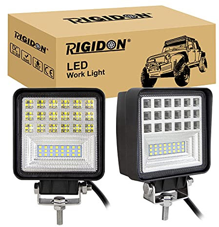RIGIDON 2 Pcs Auto quad scheinwerfer, 4 Zoll 10cm 126W Spot Flood Combo offroad beleuchtung für SUV ATV, Traktor, LKW, 4x4, 6000K led nebelscheinwerfer, led arbeitsscheinwerfer, led arbeitslicht