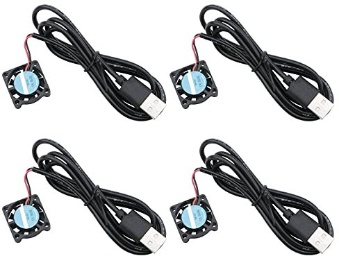 Rowiz Mini 25mm 5V Cooling Fan with USB Interface DC Brushless Fan for PCB/Notebook/Graphics Card/Raspberry Pi/Printer, Pack of 4