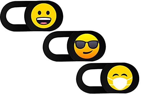 hidemonkeys Webcam Abdeckung 3er-Pack mit Emoji Design. 0,8 mm superdünner Camera Cover, Slider Kamera Abdeckung für Laptops, Tablets, Handys, iMac, iPhone, Notebook (3xSmiley)