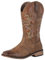 SheSole Women's Square Toe Western Cowgirl Cowboy Boots Mid Calf Embroidered Brown UK Size 5