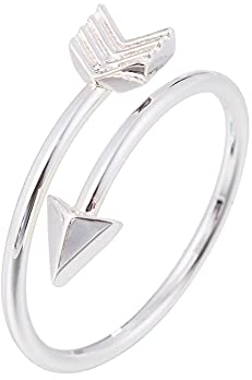 Uposao 1 Stücke Amor Pfeil Ringe für Damen Herren, Größe Verstellbar Stapelring für Frauen offener Knöchelring Fingerring Geeignet als Verlorbungsring Partnerring,Silber