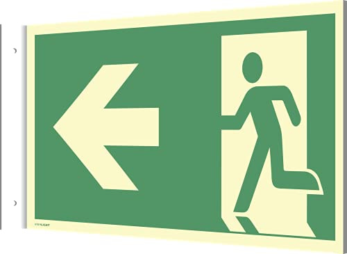 Fahnenschild Wandmontage Fluchtrichtung,Notausgang li./re.,Alu,160-mcd,297x148mm