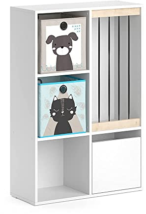 Vicco Kinderregal Weiß Luigi mit 2 Faltboxen Opt.4-29x108x72 cm hergestellt aus Spanplatte - Bücherregal perfekt fürs Kinderzimmer, praktische Organisation mit minimalem Platzbedarf