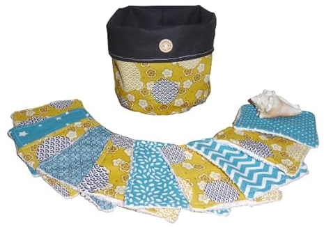 Lot de 10 lingettes démaquillantes lavable bambou et son panier - Handmade - zéro déchet (12)