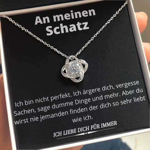 Geschenke für Freundin - An Meinen Schatz Kette, Edle Halskette für Damen 14 Karat Weißgold Beschichtet, Jahrestag, Geburtstag Geschenk