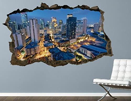 Calcomanías de pared de la ciudad de Miami Night pegatinas mural decoración del hogar para el arte del dormitorio