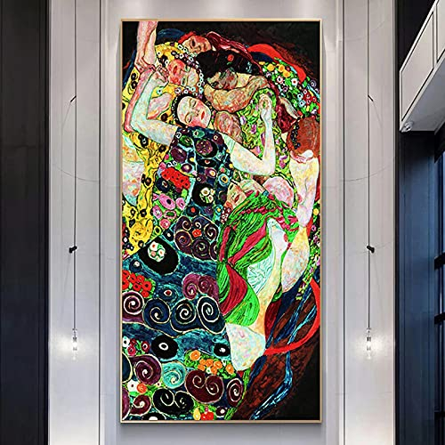 ZHMANLUCK Gustav Klimt Abstraktes Wanddekor Leinwand Gemälde Moderne Poster und Drucke im Xxxl-Format Berühmtes Bild 55 x 110 cm (22 x 43 Zoll) mit Rahmen