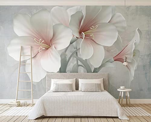 Mural Wallpaper Light Pink Flowers Photo Wallpaper 3D Effect Living Room Bedroom Decoration Wall Covering