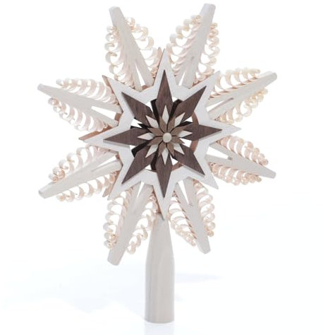 Rudolphs Schatzkiste Christbaumschmuck Baumspitze braun mit Spanbäumen Ø ca.15cm NEU