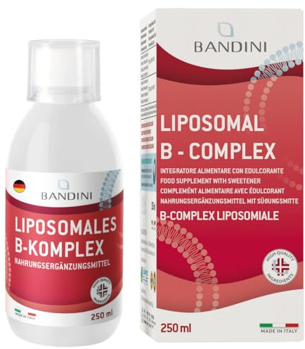 Bandini® Vitamine B Complex Liposomale 250 ml | Supplément liposomique | Complexe de Vitamines group B à dosage élevé B1, B2, B3 (niacine), B5, B6, B7, B9, B12 | B-Complex pour le système immunitaire