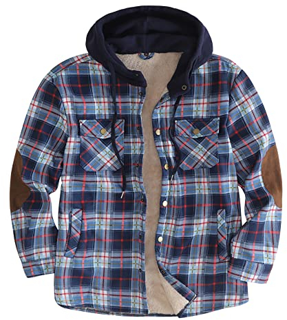 Holzfäller Holzfällerhemd Herren Gefüttert Mit ReißVerschluss Kariert Fleecefutter Flanellhemd Sport Reißverschluss Karierthemd Kapuzenhemd Hemdjacke Oktoberfest Hoody Herbst Thermo Jacken Sweatjacke