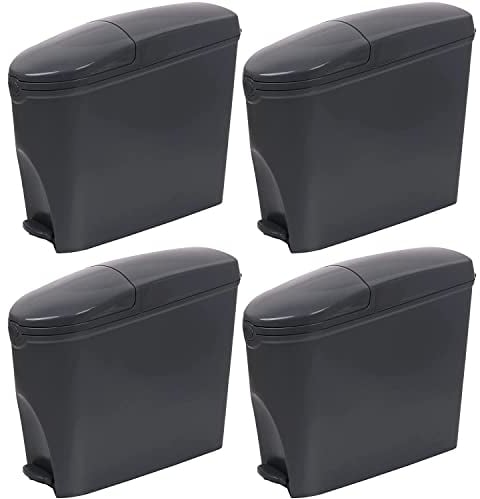 Pro-Kleen Sanitary Bin 20L Slimline Washrooms Toilets Hygienic Disposal Pedal Container Bins for Female Ladies And Baby Hygiene Products - 4 x 20 litres Bins (Grey)