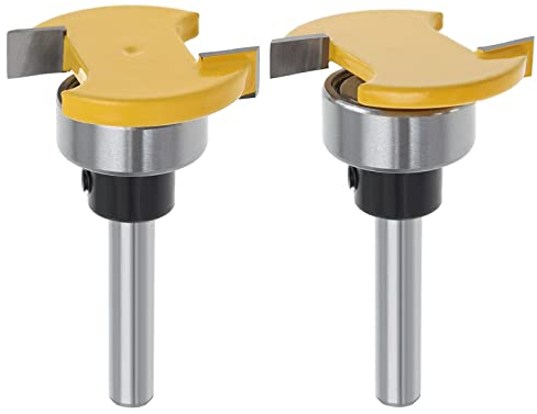 SG Store 2er-Set Holzschneider mit 6-mm-Schaft Und Lagerrille, T-Nut-Fräser, Holzfräser Nutfräser Fräser, 6 X 4 Mm Und 6 X 6,35 Mm, Holzbearbeitungswerkzeug für Bücherregal