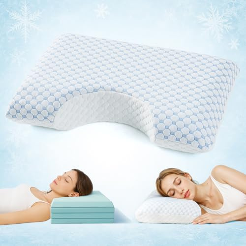USlixury Verstellbares Seitenschläferkissen - 4 Höhen Memory Foam Kissen, Halswirbelkissen für Nackenschmerzen, Nackenstütze für Rücken, Bauch, Seitenschläfer