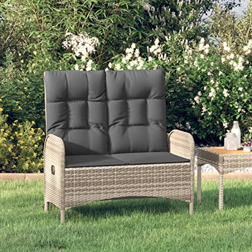 Yolola Gartenstühle Polyrattan 2er Gartensessel Stuhlset Gartenbank mit Liegefunktion Rattan Stuhl Garten Sessel Verstellbare Rückenlehne-Gartenbank