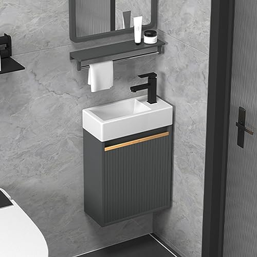 paiye Bathroom Cabinet,waschbeckenunterschrank hängend,waschbeckenunterschrank,Badezimmer-Waschtischunterschrank mit Eckwaschbecken, Waschtische für Moderne Schränke (Color : Gray, Size : 37X19X49cm)