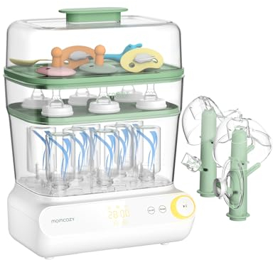 Momcozy 3-lagiger großer Flaschen-Sterilisator und Trockner, schnell sterilisieren und trocknen, Universal-Flaschen-Sterilisator für alle Flaschen und Milchpumpen-Zubehör, Touchscreen und