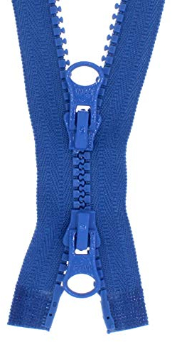 Erlif 2 Wege Reißverschluss Kunststoff Zähne Reißverschlüsse mit 2 Zippern 5mm trennbar (Jeansblau - 218, 100cm)