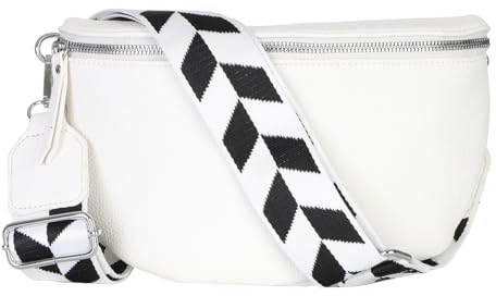 simaranda Damen Bauchtasche stylisch Umhängetasche Hüfttasche Bodybag Gürtel Crossbody Bag Schultertasche mit Verstellbaren Gurt 25 (Weiß, Groß 28 x 18 x 9 cm)