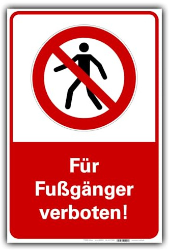 Für Fußgänger verboten Schild Verbotsschild PVC 300 x 200 x 3 mm Vorgebohrt B1-Zertifiziertld Essen und Trinken verboten