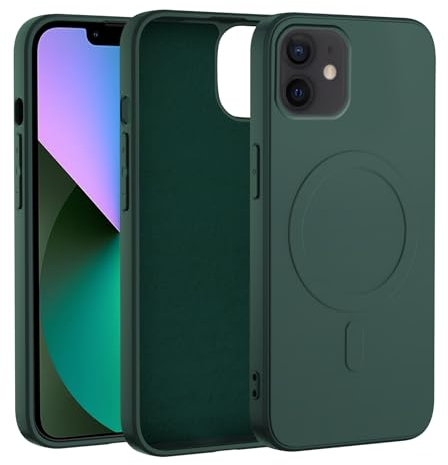KetteTech Magnétique Coque pour iPhone 11 Compatible avec MagSafe, Silicone Liquide Ultra Mince Étui de Protection Antichoc, Vert Nuit