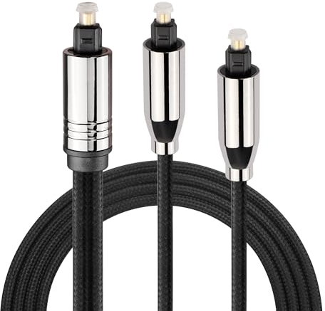 GINTOOYUN Toslink Optical Audio Splitter Cable 24K Gold Plated Plug 1 to 2 Fiber Optic Audio Cables for Televisions, Amplifiers,DVDs,Blu Ray Players,etc
