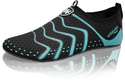 WateLves Badeschuhe Wasserschuhe Herren Damen Schwimmschuhe Strandschuhe Aquaschuhe Schnell Trocknend Breathable Surfschuhe Beach Pool Unisex(Technologie Blau 40/41)
