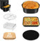 Air Fryer Lot de 6 accessoires avec seau à gâteau/plaque à pizza/support en métal/friteuse à air/tapis en silicone/pince de cuisine, convient pour toutes les marques de plus de 5,5 l