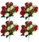 eurNhrN Fiori del cimitero per tomba, 4 mazzi rose finte 11,8 '' Fiori artificiali per tombe 12 Fiorni di seta fiori commemorativi rossi
