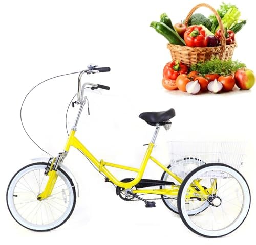 Tagtuell 20 Zoll Dreirad für Erwachsene, Falt Dreirad, Dreirad Senioren Erwachsenendreirad Ungrade 3-Rad Fahrrad mit Korb, Erwachsene Dreirad 110 kg Tragfähigkeit