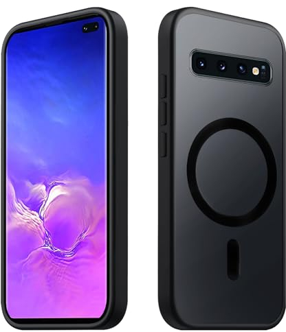 Tawarror Magnetic Case for Samsung Galaxy S10 Plus, Compatible with Magsafe, Matte Translucent Mobile Phone Case, PC Back, Scratch-Resistant, TPU Drop Protection, Shockproof, Anti-Fingerprint